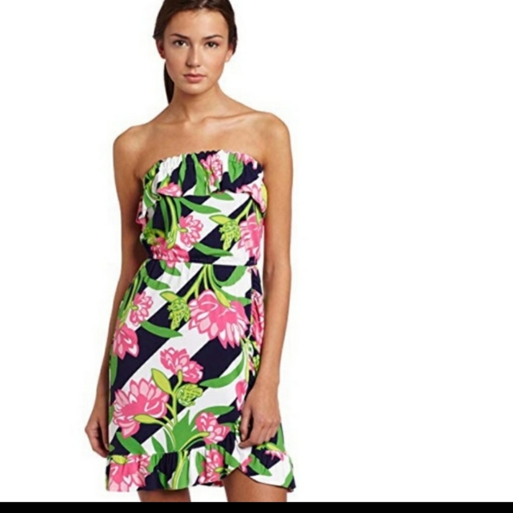 *Lilly Pulitzer* Jumping The Line strapless dress